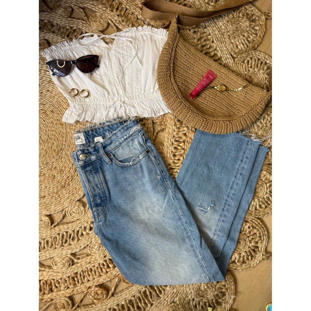 Vintage‎ Zara TRF Authentic Denim High Rise Straight Leg Light Wash Jeans 4 26
